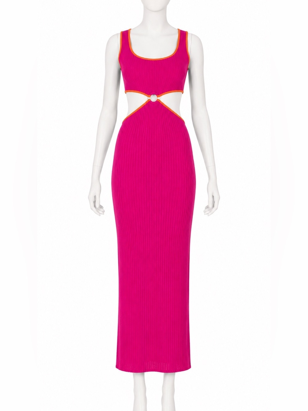 SOLID & STRIPED Bailey Dress in Shocking Pink & Clementine - NWOT